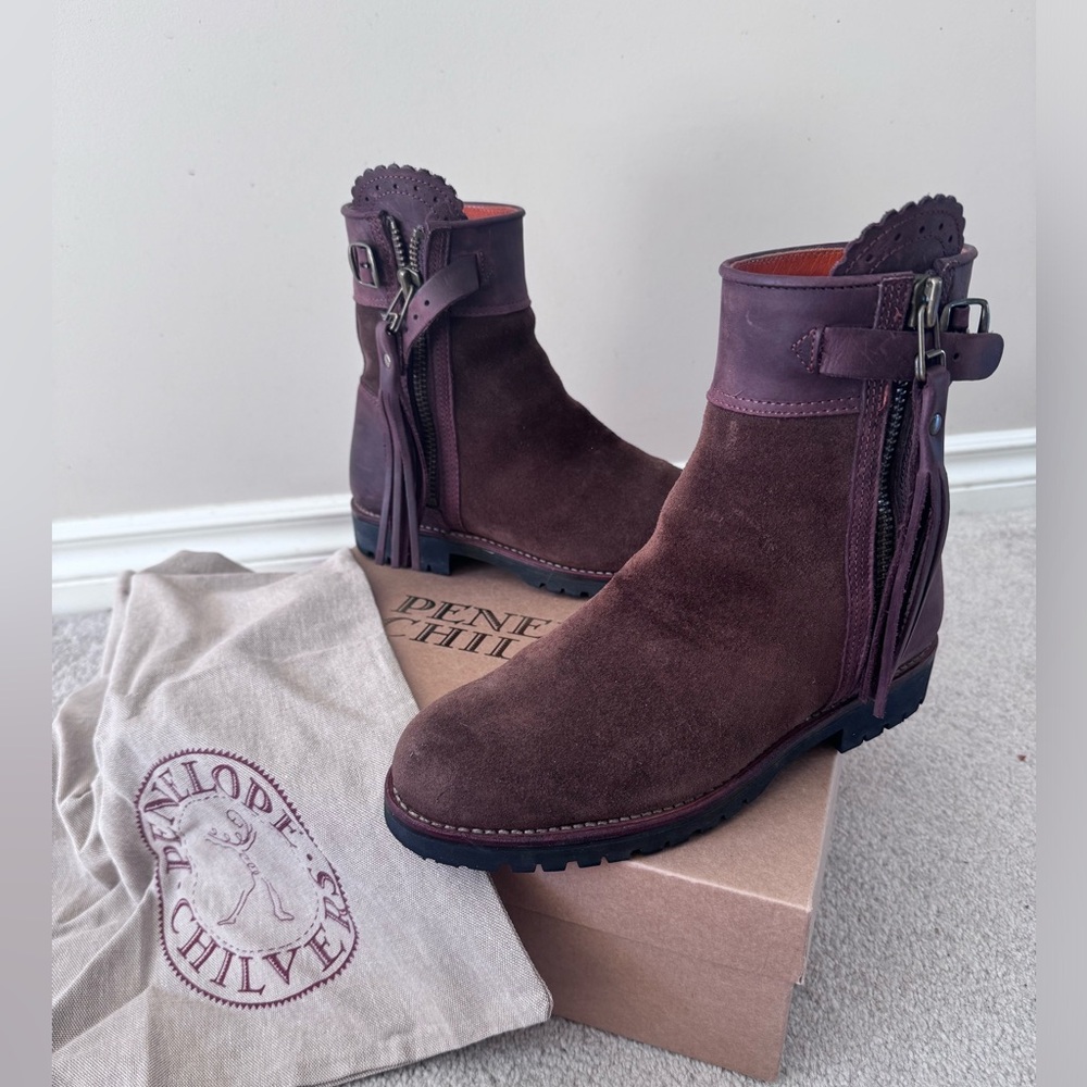 Penelope Chilvers inclement tassle boots, size 38.5, dark oak colour.